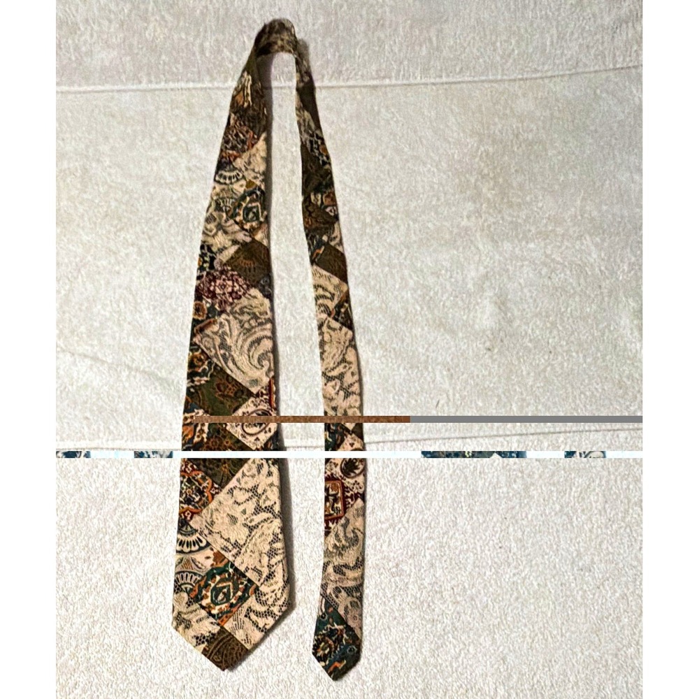 Casual EVOLUTION Mens Multicolor Paisley Patchwork Cotton Pointed Tie USA Made